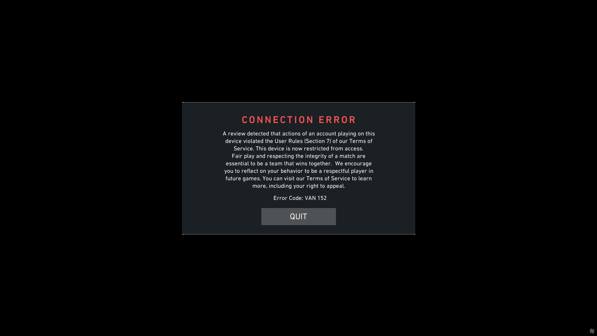 Valorant banned screen